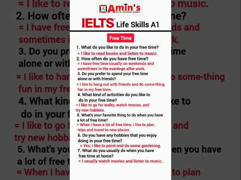 IELTS Life Skills A1 (Topic– Free Time) #amins #ielts #lifeskills #spokenenglish #education #test